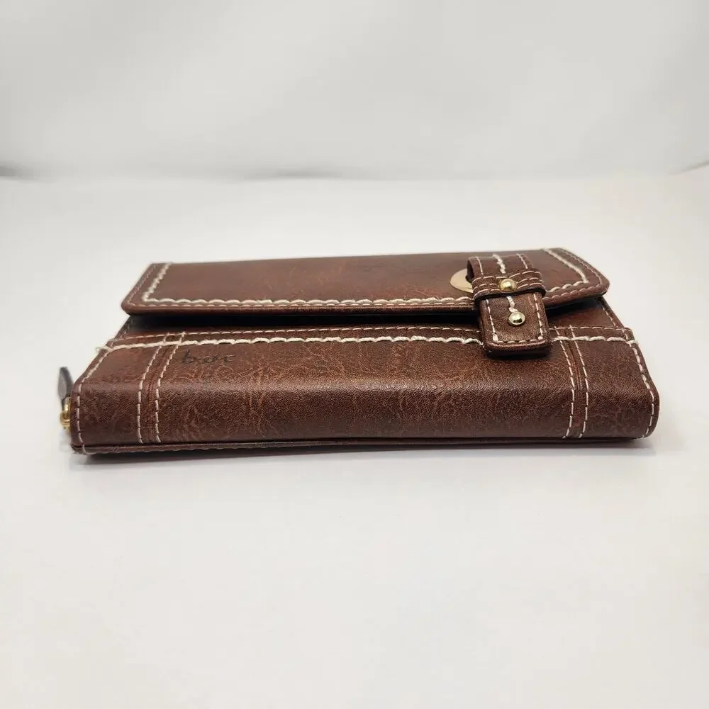 BOC Born Concepts Brown Faux Leather Large Wallet Multiple Compartments Boho